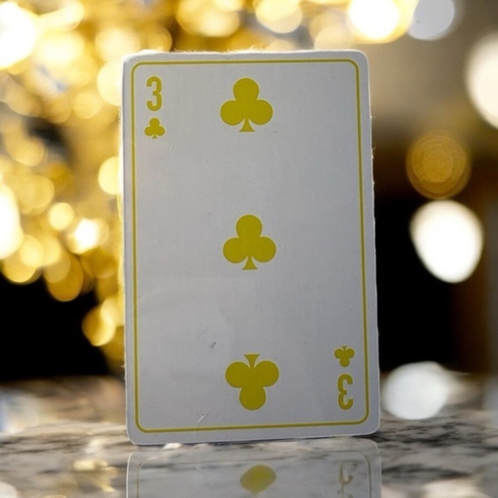 3/$25 Christian Dior 3 of Clubs Yellow Playing Card in Protective Case